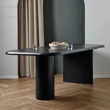 Ретро Творчески черно, маса за хранене скандинавските маси от масивно дърво, Мебели за дома Модерен Малък апартамент прост масата за преговори