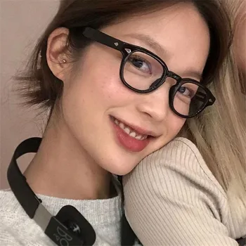 Ретро Японската рамки за очила Момиче Ins Без грим са Прости очила Мъжки слънчеви очила Сладки декоративни компютърни очила