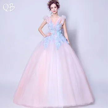 Розова Бална рокля с пищна тюлем, Кружевными цветове, Елегантни вечерни рокли 2020, Ново модно рокля за бала на булката XH124