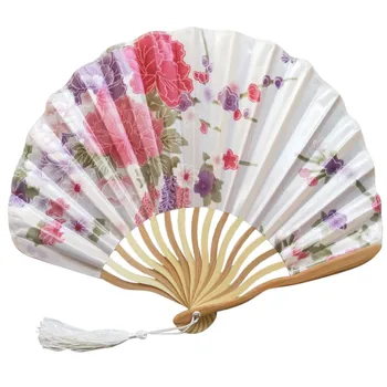 Ръчни вентилатори в китайски стил, копринени бамбукови сгъваеми фенове с индивидуален дизайн, ръчна изработка на сватбен ръчно фен, хладен бамбук цвете фен