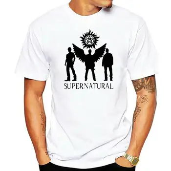 Свръхестествени тениски Team Free Will Spn Brothers Angel Winchester, мъжка тениска с къс ръкав, памучни блузи голям размер