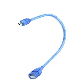 свързващ кабел, USB A Женски на Mini 5Pin USB мъжки кабел, медно жило, 30 см, автомобилен MP3 конектор