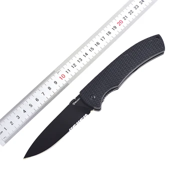 Сгъваем Нож HARNDS Black Mamba CK6016 EDC Tools с Зазубренной дръжка от стомана 9Cr18Mov, Джобен Нож G10 с Цип за Джоба