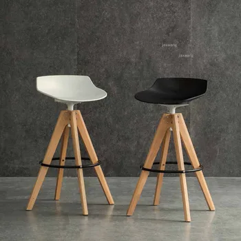 Скандинавски бар стол, креативни дизайнерски въртящи бар столове, Модерни твърдо дърво, Новият Бар стол, Кухненски мебели, Стол с облегалка