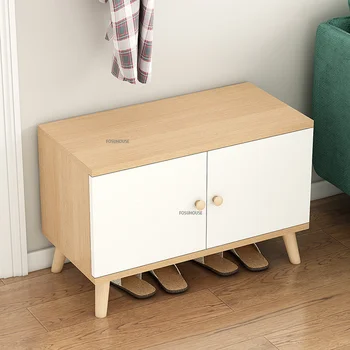 Скандинавски прост столче за преобличане обувки Домашна вратата шкаф за Обувки с Дървена многопластова Компактни Мебели Пейка За обувки Шкаф, Рафт