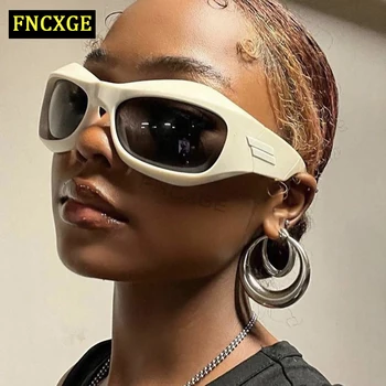Слънчеви очила FNCXGE в стил хип-хоп за жени, слънчеви очила за мъже, Y2K, уникална нерегулярная ивица, извивка за крака, стръмни очила пури в ограничени бройки готически нюанси