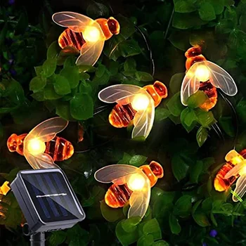 Слънчеви Струнни Светлини 30 LED Сладко Bee Outdoor Waterproof StarryLights Невероятен декор за Сватба Домашни Градини Двор Парти Коледа