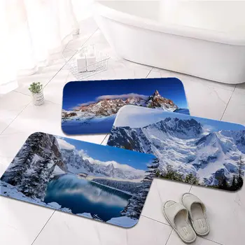 Снежен планински подложка за баня, моющийся нескользящий подложка за дивана и столовете в хола, кухненски мат, мат