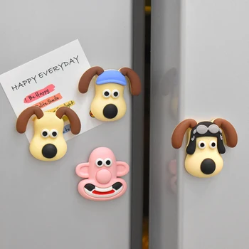 Стерео сладък карикатура, творчески хладилник за собствениците на супер кучета, декоративна кукла за хладилник, интериор, магнитна пръчка