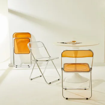 Стол за дневна в скандинавски стил, кът за кафе, Дизайнерски Сгъваеми Столове за всекидневна, прозрачна Мебели за дома Silla Terciopelo, WXH35XP