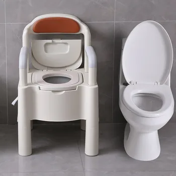 Стол за тоалетна за възрастни хора, домашна Подвижна поставка за краката, преносим стол за тоалетна за възрастни пациенти, вътрешно стол