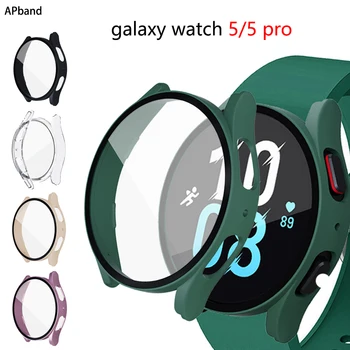 Стъкло + Калъф за Samsung Galaxy watch 5 4 44 мм 40 мм Аксесоари за PC универсален устойчив на удари бронята watch5 watch4 Защитно фолио за екрана