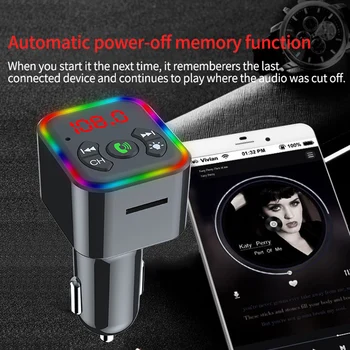 Съвместим с Bluetooth FM трансмитер 5.0 3.1 A, Бързо Зарядно Устройство, Безжична MP3 плейър с усилвател, Аудиоприемник TF U За възпроизвеждане на диска