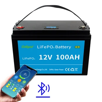 Състав на литиево-йонни Батерии Lifepo4 12v 100A Smart Бт Lithium Batteries Golf Cart/RV/ AGV /Мотокар мотокар/ UPS/Морски