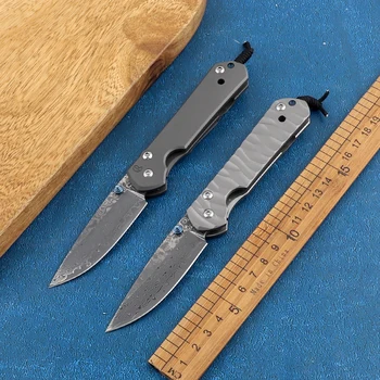 Тактически малък сгъваем нож Sebenza от дамасской стомана с титанов дръжка, нож за оцеляване в походи, лов, защита, ръчни инструменти,
