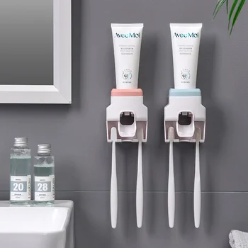 Творчески автоматичен опаковка на паста за зъби за стенен монтаж, аксесоари за баня, водоустойчив мързелива сокоизстисквачка за паста за зъби, държач за четка за зъби