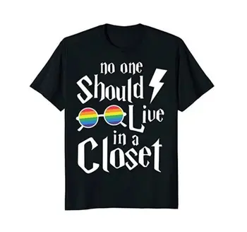 Тениска Lgbt No One Should Live In A Closet 2019, Нова Марка Тениска За Мъже С Къси Ръкави, Забавна Ежедневна Тениска Homme