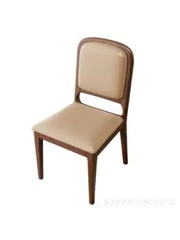 Трапезария Стол Домашен Модерен минималистичен стол за Хранене от масивно Дърво, кожа, Easy Луксозна облегалката на стол, Среща, Преговори, Хотел