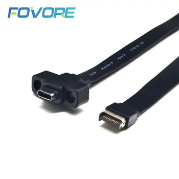 Удлинительный USB кабел 3.1 за предния панел от Type-E до Type-C Gen 2 10 gbps с 2 винта 30 см