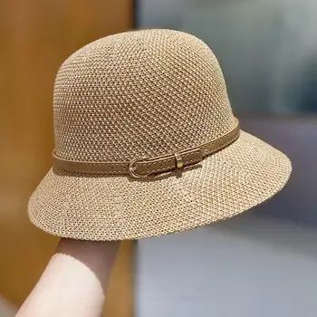 Удобен практичен дамски годишна пътна сламена шапка с сенника, моющаяся плажна шапка, Модни Аксесоари За Момичета