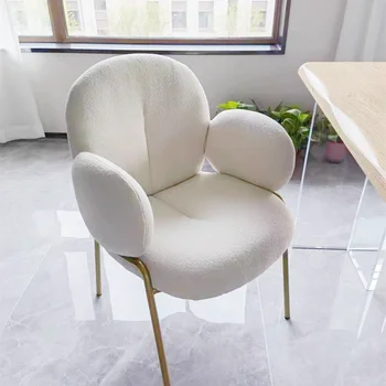 Удобна трапезария столове в скандинавски стил, Модерно кресло за отдих с бяла тапицерия, Велурени шезлонги за грим, Мебели за всекидневна