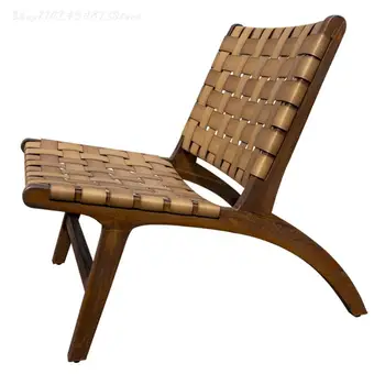 Уличен диван-стол за почивка от масивно дърво в семейството, вътрешен двор, открит балкон, мързелив седлото, градински ретро ротанговый стол