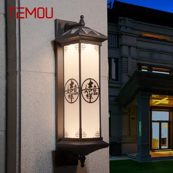 Уличен слънчев, с монтиран на стената лампа TEMOU Творчески китайски кафе тела-аплици LED Водоустойчива IP65 за къщи, вили, тераси, двор