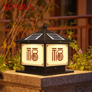 Уличен слънчева светлина SOFEINA, ретро творчески китайски тела на стълб, Водоустойчива IP65 за двора домашна вили