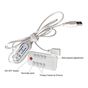 Универсален USB, Дистанционно управление Регулируем Превключвател на 4-степенна скоростна кутия с Хронометражем 2-8 часа, за включване, Изключване на Вентилатор с Led Подсветка, USB малки Домакински Уреди