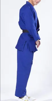 УНИСЕКС Висококачествени Удебелена памучен форма за джудо с фитилем, костюми за judogi кунг-фу, професионални комплекти за облекла за бойни изкуства, СИНЬО