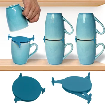 Устройство за подреждане на чаши, Сгъваема рафт за чашки, компактен Разтегателен Регулируема фиксиран поставка за чаши, Разтегателен рафт за принадлежности за чаши