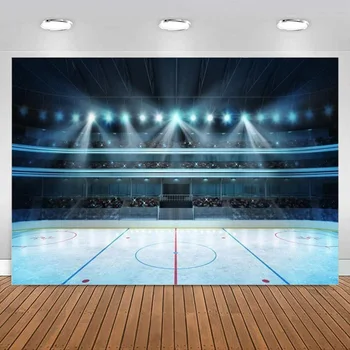 Фон за снимки на хоккейном стадиона, Осветлението на сцената Ледена пързалка, Осветление, Украса банер, Училищна Спортна Среща, Деца, възрастни