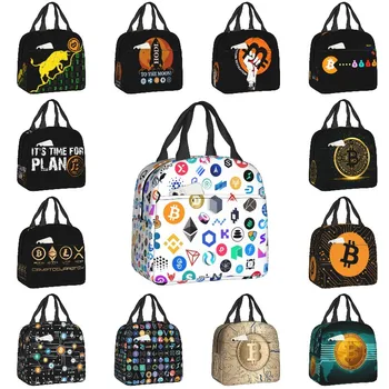 Чанта за обяд с логото на криптовалюты, блокчейна, охладител Ethereum Bitcoin, термоизолированный обяд-бокс за жени, детски Чанти за пикник