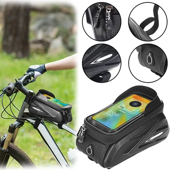 Чанта със сензорен екран и предната греда, водоустойчив козирка, твърд калъф за телефон, държач за езда на открито, колоездене, подвижната рама, чанта за носене