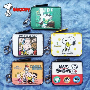 Чантата Kawaii Снупи, чантата с шарките на Чарли Браун от Аниме, чанта за съхранение на дреболии, работна карта, ключодържател, Играчки, подаръци за момичета