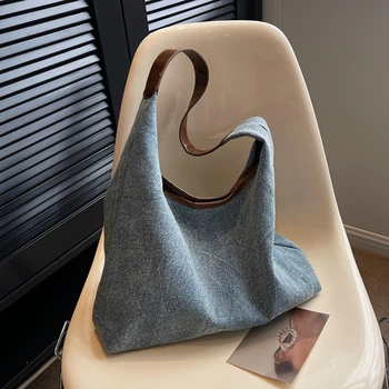 Чанти за жени изработени от деним, нови летни чанти-незабавни посланици през рамо, луксозна тенденция ежедневни пътна чанта за пазаруване, чантата е с голям капацитет