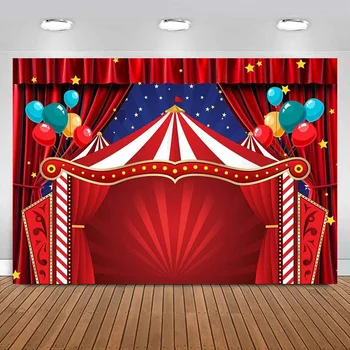Червената завеса в стила на циркови карнавал, фон за снимки, на фона на парти по случай рожден ден, детски фотобудки, Украса за банери