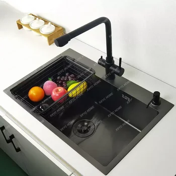 Черна Кухненска мивка над тезгяха или Под мивка за измиване на зеленчуци, мивка за кухня, Нови кухненски принадлежности