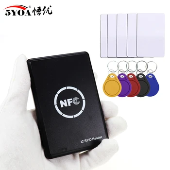 Четец за смарт карти NFC Сценарист RFID Фотокопирна Машина 13,56 Mhz USB Програмист Ключодържатели IC Карта UID S50 MF ISO14443A Tag