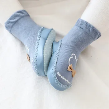 Чорапи за новородено, кожена детски обувки, нескользящий етаж чорап с модел от анимационен филм за деца, устойчива на плъзгане обувки за деца