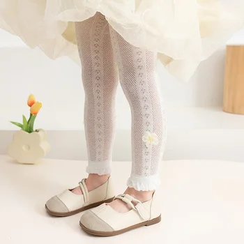 Чорапогащник за момичета, памучни гамаши с цветна мрежа за момичета
