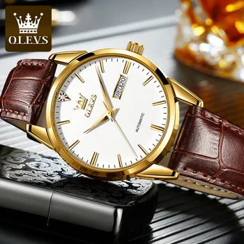 Швейцарската сертифициране 2023 OLEVS Усъвършенствани автоматични механични мъжки ръчен часовник Водоустойчив спортни мъжки часовници С дисплей седмици 6629