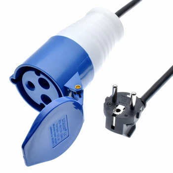 Штепсельная вилица Euro CEE до кабелям хранене IEC309 332C6, 16 ампера, 250, кабел H05VV-F 1,5 мм, вход 332P6 за свързване към контакт Schuko