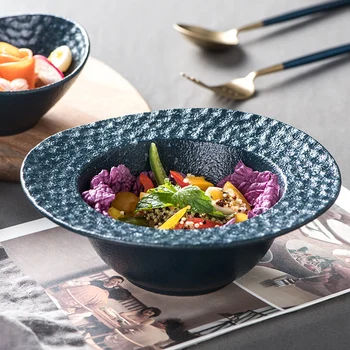 Японски ретро Керамични шапка Купа за Ориз Проста Домакински Прибори Кухня, Голяма Купа за Плодова Салата и Десерт Единичен Кухненски Прибори