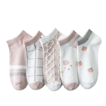 10 двойки/лот, дамски къси чорапи, чорапи-лодка за момичета, невидими пръсти, дамски памучни чорапи 2023, нов модерен летен чорап