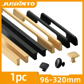 JUIDINTO, 1 бр., алуминиева дръжка за шкаф, дърпа черна дръжка 96-320 мм, дръжка за кухненско чекмедже за мебели, Гардероб