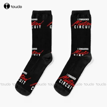 Чорапи I Conquered Montreal Circuit червен, бял и син цвят Чорапи с цифрово принтом 360 °, Сладки Чорапи, Нови Популярни Унисекс Чорапи за възрастни момичета